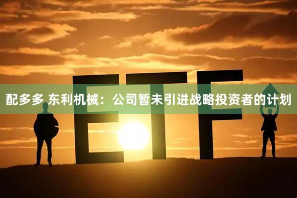 配多多 东利机械：公司暂未引进战略投资者的计划