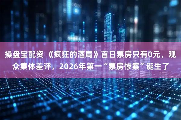 操盘宝配资 《疯狂的酒局》首日票房只有0元，观众集体差评，2026年第一“票房惨案”诞生了